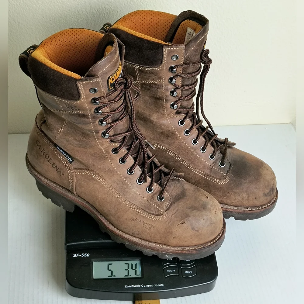 Carolina Birch 8.5 Brown High-Top Leather Combat Boots Durable Soles - Vibram